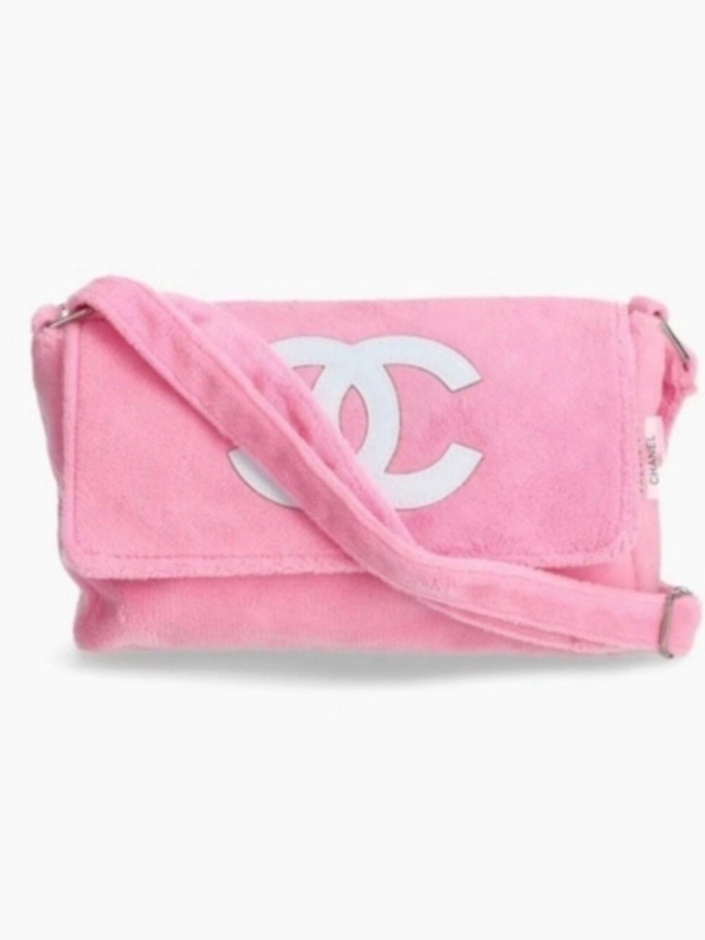 Chanel Precision Beauty Fluffy Pink Terry Cloth Crossbody Satchel - Picture 12 of 15